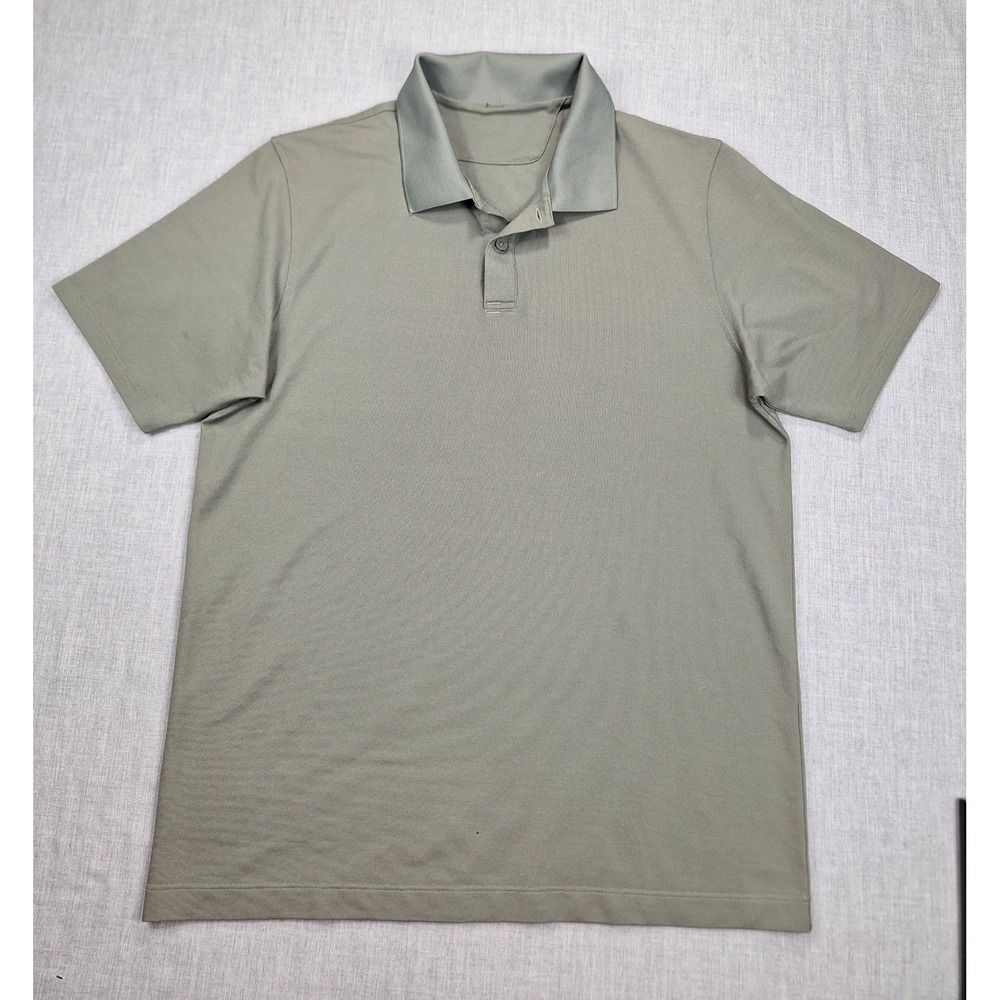 Lululemon Evolution Short Sleeve Polo Shirt Olive Green Mens Medium Pique Golf